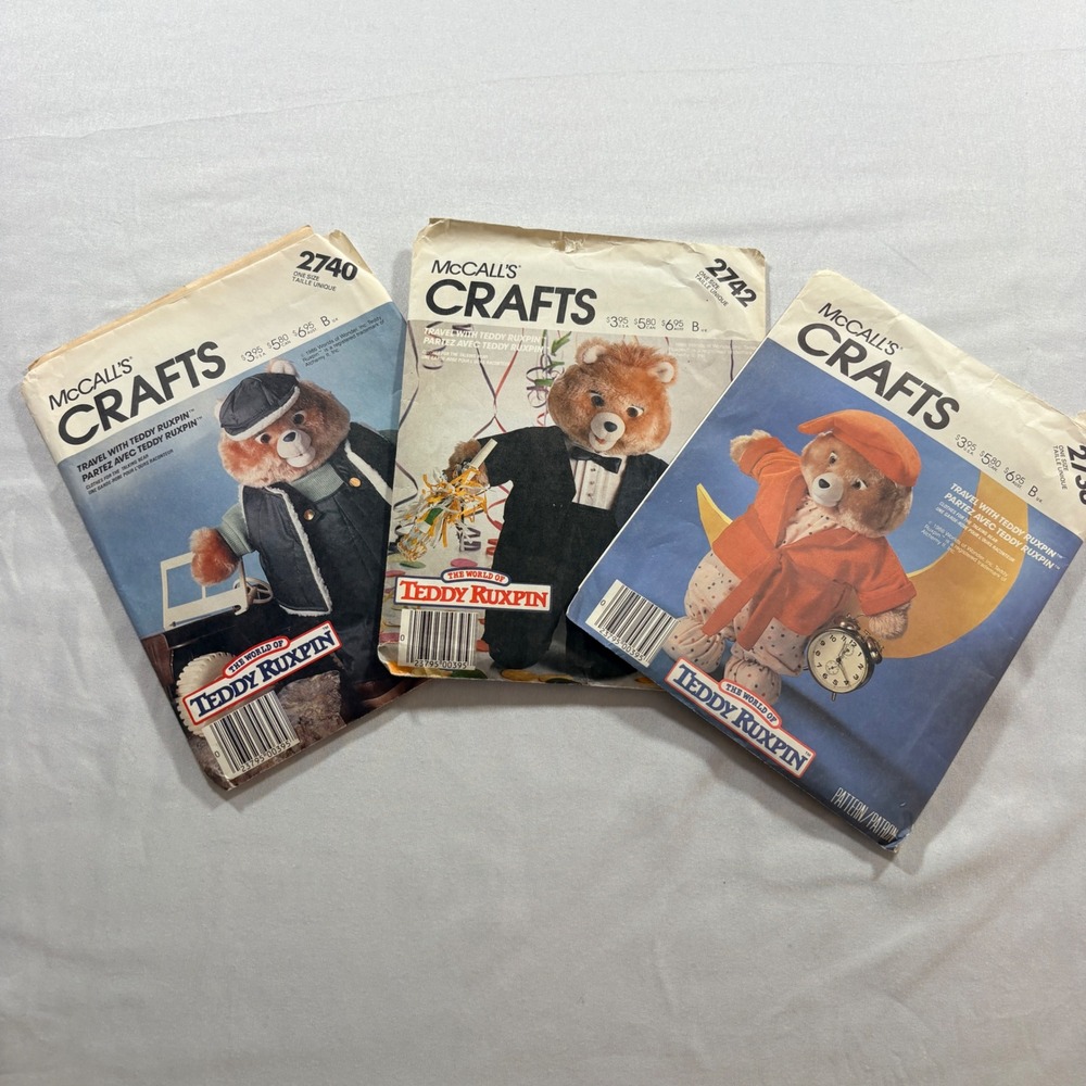 McCall's Teddy Ruxpin Sewing Patterns Lot 2738 2740 2742 Vintage 1986 Cut Used